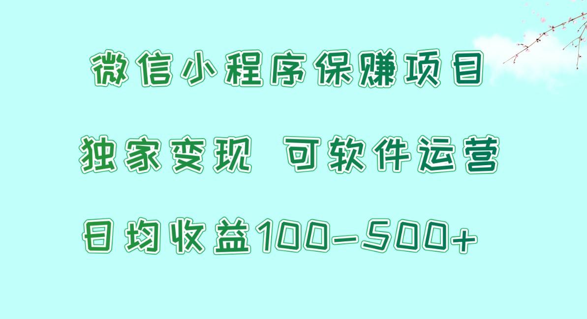微信小程序保赚项目，日均收益100~500+，独家变现，可软件运营_就是爱分享