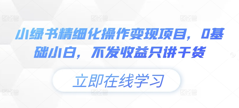 小绿书精细化操作变现项目，0基础小白，不发收益只讲干货_就是爱分享