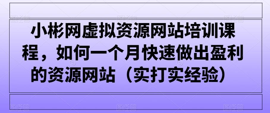 小彬网虚拟资源网站培训课程，如何一个月快速做出盈利的资源网站(实打实经验)_就是爱分享