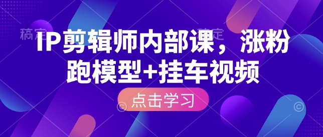 IP剪辑师内部课，涨粉跑模型+挂车视频_就是爱分享