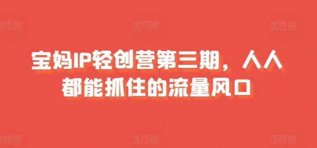 宝妈IP轻创营第三期，人人都能抓住的流量风口_就是爱分享