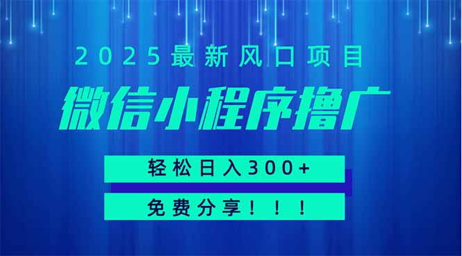 微信小程序撸广，最新风口项目，日入300+ 免费分享 可批量操作 小白可…_就是爱分享