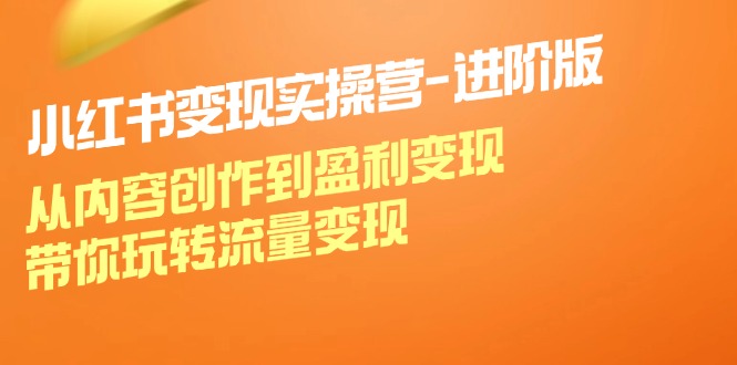 小红书变现实操营进阶版：从内容创作到盈利变现，带你玩转流量变现_就是爱分享