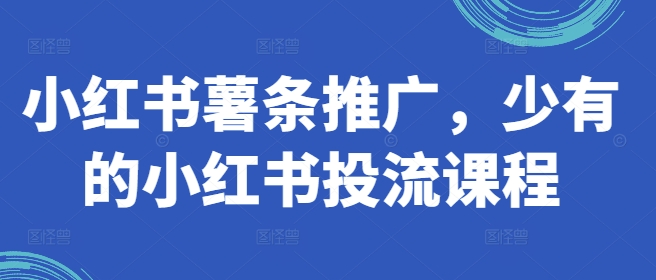 小红书薯条推广，少有的小红书投流课程_就是爱分享
