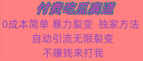 吃瓜付费赛道，暴力无限裂变，0成本，实测日入700+！！！_就是爱分享