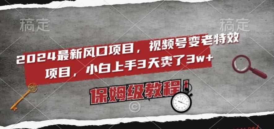 2024最新风口项目，视频号变老特效项目，电脑小白上手3天卖了3w+，保姆级教程【揭秘】_就是爱分享