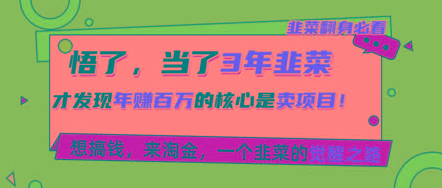 悟了，当了3年韭菜，才发现网赚圈年赚100万的核心是卖项目，含泪分享！_就是爱分享