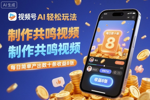 视频号AI轻松玩法，制作共鸣视频，每日简单产出数十条收益8张_就是爱分享