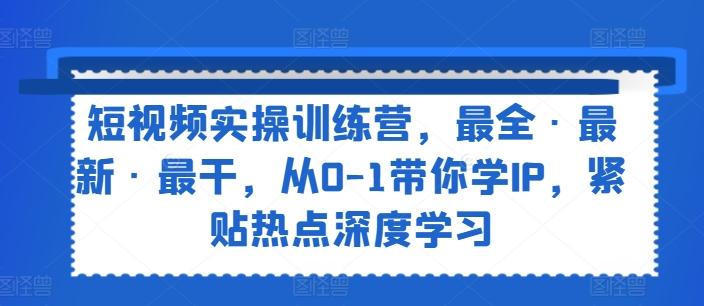短视频实操训练营，最全·最新·最干，从0-1带你学IP，紧贴热点深度学习_就是爱分享