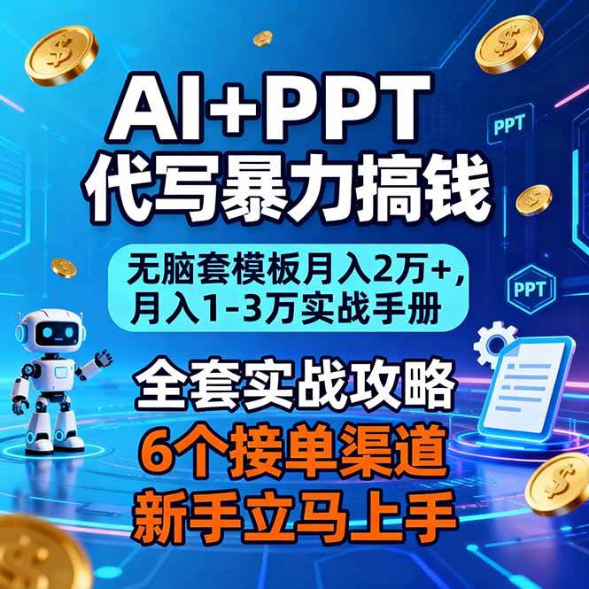 （16783期）AI+PPT代写暴力搞钱：无脑套模板月入2万+，月入1-3万实战手册_就是爱分享