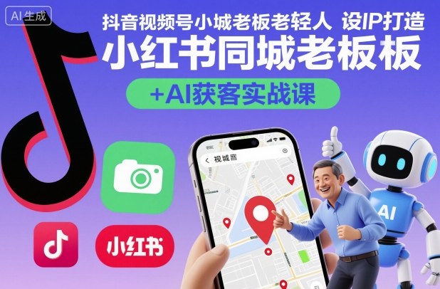 抖音视频号小红书同城老板轻人设IP打造+AI获客实战课，人设打造-算法拆解-拍摄剪辑-内容运营-AI创作_就是爱分享