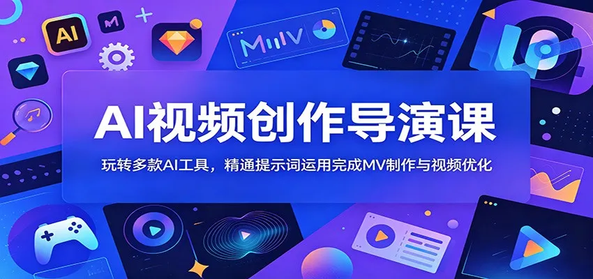AI视频创作导演课：玩转多款AI工具，精通提示词运用完成MV制作与视频优化_一起云网创