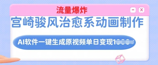宫崎骏风治愈系动画制作，AI软件一键生成原创视频流量爆炸，单日变现多张，详细实操流程_就是爱分享