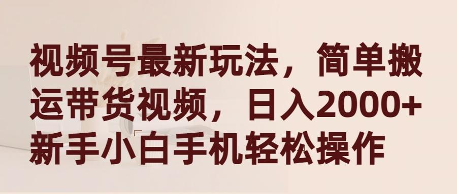 (9486期)视频号最新玩法，简单搬运带货视频，日入2000+，新手小白手机轻松操作_就是爱分享