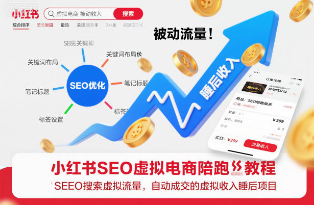 小红书SEO虚拟电商陪跑教程，实现seo搜索被动流量，自动成交的被动收入睡后项目_就是爱分享
