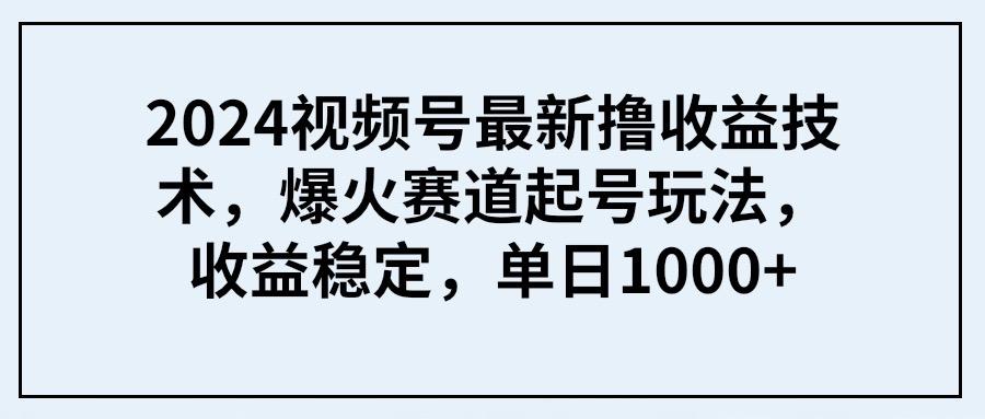 (9651期) 2024视频号最新撸收益技术，爆火赛道起号玩法，收益稳定，单日1000+_就是爱分享