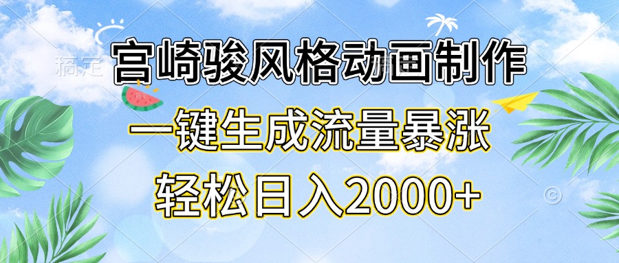 宫崎骏风格动画制作，一键生成流量暴涨，轻松日入2000+_就是爱分享
