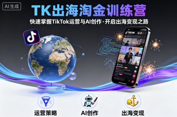 TK出海淘金训练营，助你快速掌握TikTok运营与AI创作，开启出海变现之路_就是爱分享
