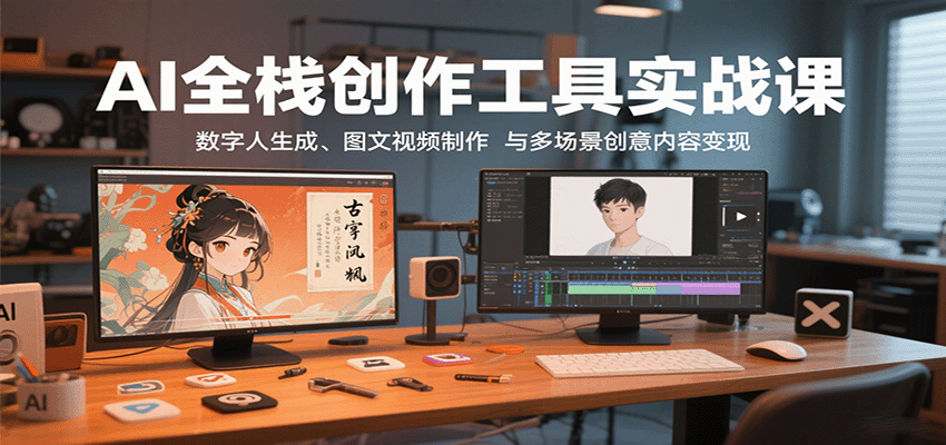 AI全栈创作工具实战课：数字人生成、图文视频制作与多场景创意内容变现_就是爱分享