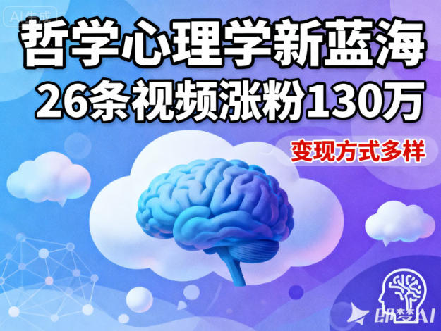 短视频新蓝海，哲学心理学赛道，26条视频涨粉130W，变现方式多样_就是爱分享