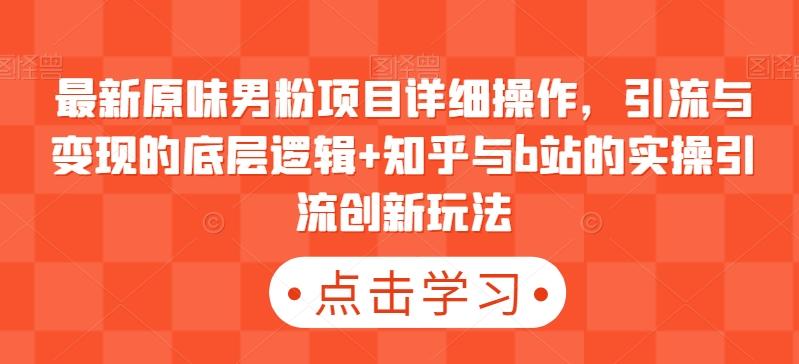 最新原味男粉项目详细操作，引流与变现的底层逻辑+知乎与b站的实操引流创新玩法_就是爱分享