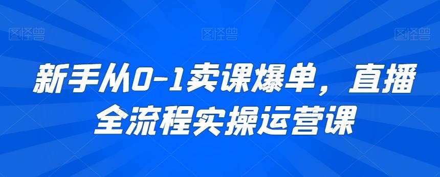 新手从0-1卖课爆单，直播全流程实操运营课_就是爱分享