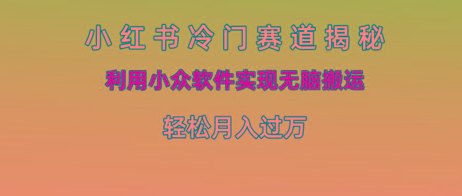 小红书冷门赛道揭秘,利用小众软件实现无脑搬运，轻松月入过万_就是爱分享