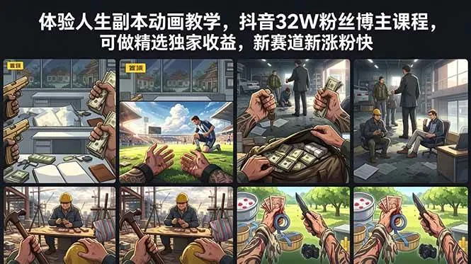 （18826期）体验人生副本动画教学， 抖音32W粉丝博主课程，可做精选独家收益，新赛道新涨粉快_一起云网创