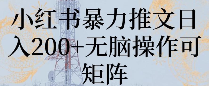 小红书暴力推文日入200+无脑操作可矩阵【揭秘】_就是爱分享