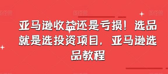 亚马逊收益还是亏损！选品就是选投资项目，亚马逊选品教程_就是爱分享