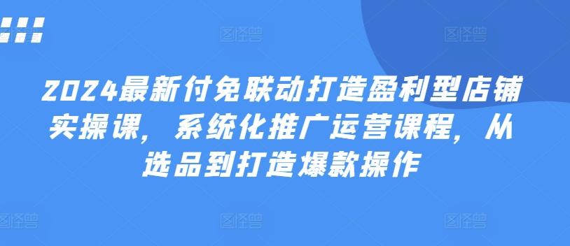 2024最新付免联动打造盈利型店铺实操课，​系统化推广运营课程，从选品到打造爆款操作_就是爱分享