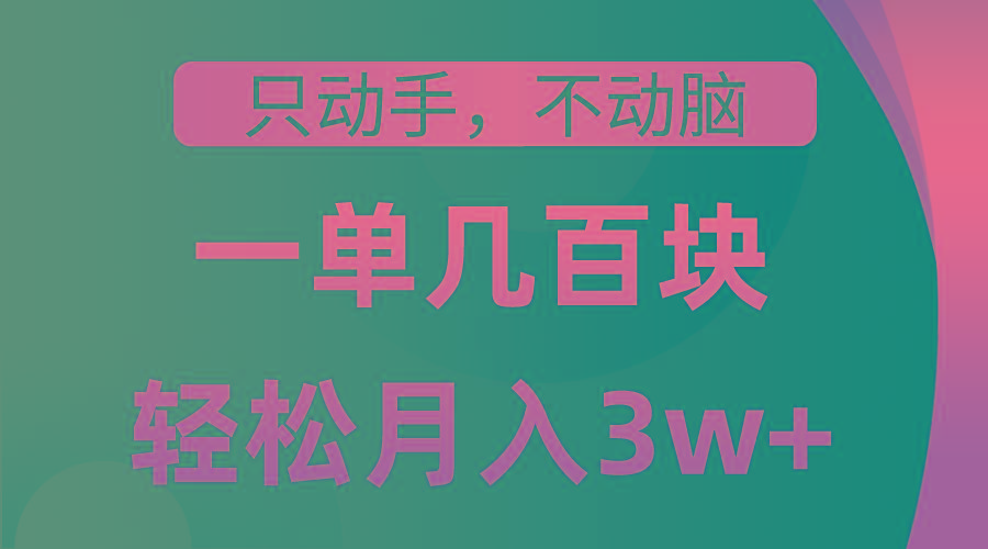 只动手不动脑，一单几百块，轻松月入3w+，看完就能直接操作，详细教程_就是爱分享