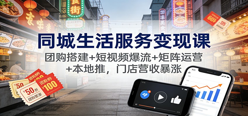 同城生活服务变现课:团购搭建+短视频爆流+矩阵运营+本地推,门店营收暴涨_就是爱分享