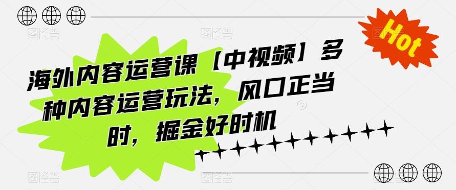 海外内容运营课【中视频】多种内容运营玩法，风口正当时，掘金好时机_就是爱分享
