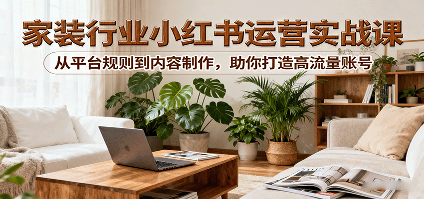 小红书家装行业运营实战课：从平台规则到内容制作，助你打造高流量账号_就是爱分享