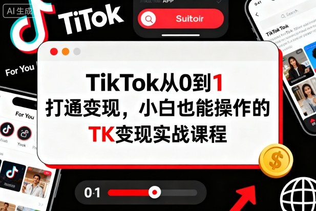 TikTok从0到1打通变现，小白也能操作的TK变现实战课程_就是爱分享