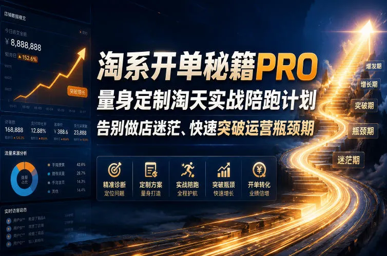 淘系开单秘籍PRO，量身定制淘天实战陪跑计划，告别做店迷茫、快速突破运营瓶颈期（2026年6月11）_一起云网创