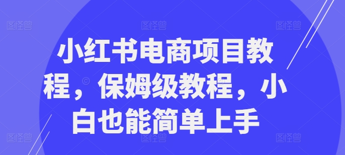 小红书电商项目教程，保姆级教程，小白也能简单上手_就是爱分享