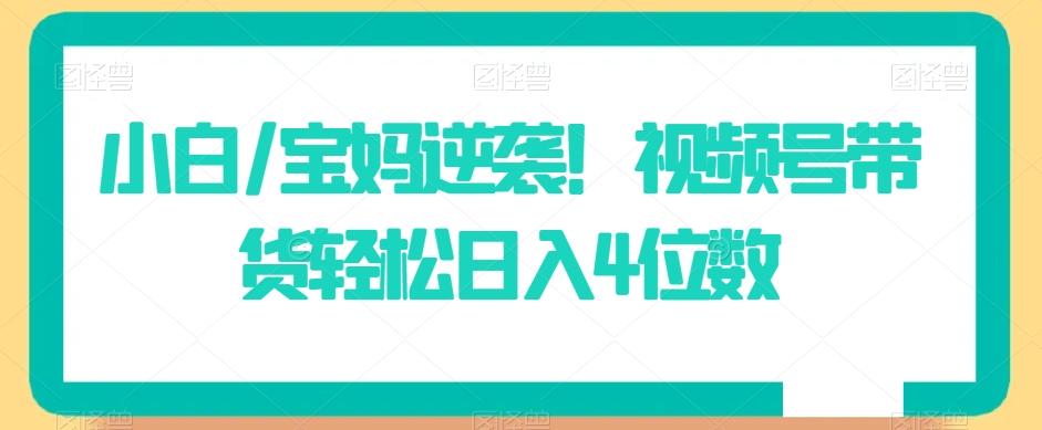小白/宝妈逆袭！视频号带货轻松日入4位数【揭秘】_就是爱分享