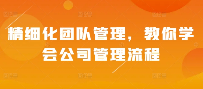 精细化团队管理，教你学会公司管理流程_就是爱分享