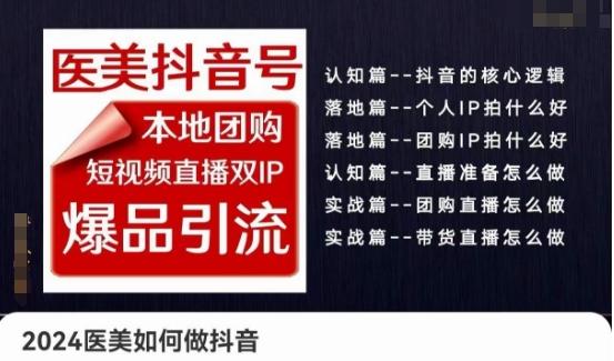 2024医美如何做抖音医美抖音号，本地团购、短视频直播双ip爆品引流，实操落地课_就是爱分享