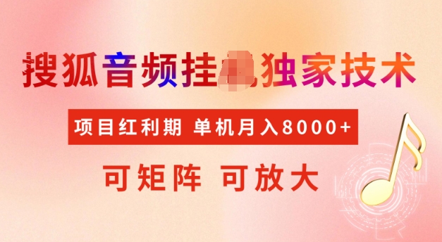 首发搜狐音频挂JI，项目红利期，可矩阵可放大，稳定月入5k【揭秘】_就是爱分享