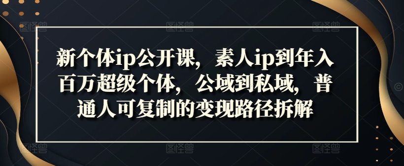 新个体ip公开课，素人ip到年入百万超级个体，公域到私域，普通人可复制的变现路径拆解_就是爱分享