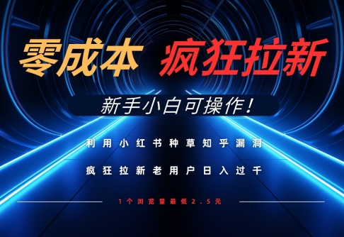 利用小红书种草知乎漏洞，零成本疯狂拉新日入数张，新手小白可操作_就是爱分享