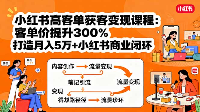 小红书高客单获客变现课程：客单价提升300%，打造月入10万+小红书商业闭环_就是爱分享