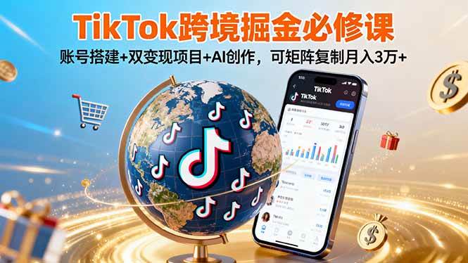（16003期）TikTo跨境掘金必修课，账号搭建+双变现项目+AI创作，可矩阵复制月入3万+_就是爱分享