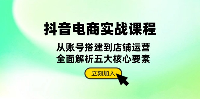 抖音 电商实战课程：从账号搭建到店铺运营，全面解析五大核心要素_就是爱分享