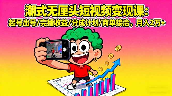 （16023期）潮式无厘头短视频变现课：起号出号/完播收益/分成计划/商单接洽，月入2万+_就是爱分享