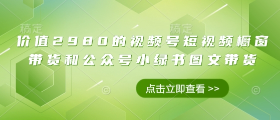 价值2980的视频号短视频橱窗带货和公众号小绿书图文带货_就是爱分享