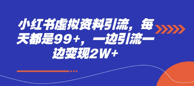 小红书虚拟资料引流，每天都是99+，一边引流一边变现2W+_就是爱分享